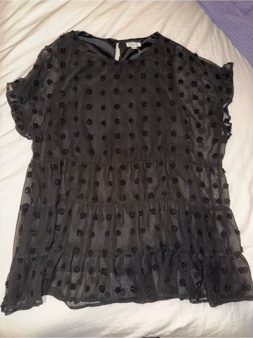 Sheer Black Blouse with polka dot design